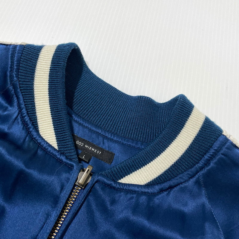 【中古品】【メンズ】 603 MIDWEST ロクマルサン ミッドウエスト TIGER EMBROIDERY SILK SKA-JACKET 虎刺繍 シルク スカジャン ライトアウター スーベニアジャケット 147-260930-yo-09-teih サイズ：L カラー：ネイビー 万代Net店