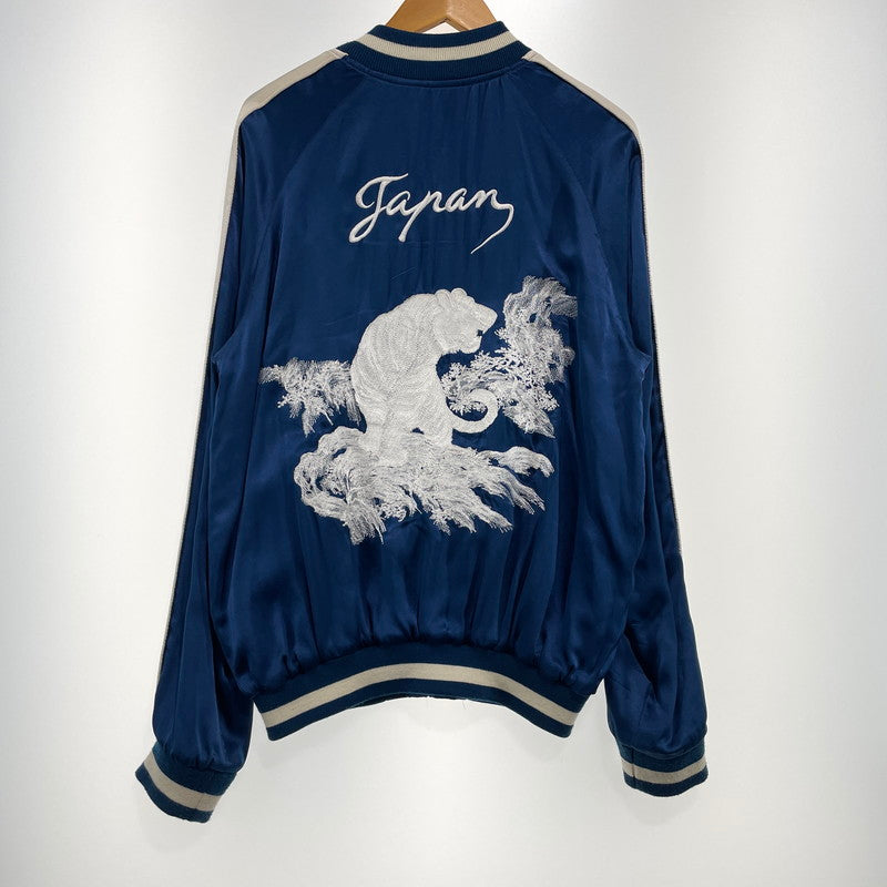 【中古品】【メンズ】 603 MIDWEST ロクマルサン ミッドウエスト TIGER EMBROIDERY SILK SKA-JACKET 虎刺繍 シルク スカジャン ライトアウター スーベニアジャケット 147-260930-yo-09-teih サイズ：L カラー：ネイビー 万代Net店