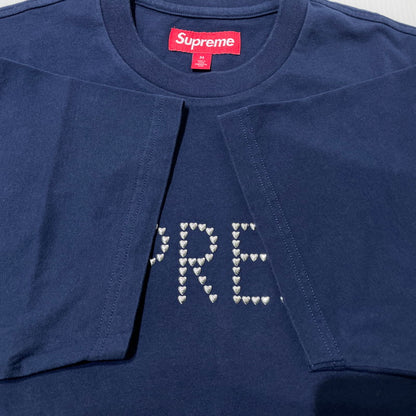 【中古品】【メンズ】 SUPREME シュプリーム 26FW HEARTS STUDDED SS TOP ハート スタッズ ショートスリーブ Tシャツ 半袖 トップス 149-260930-yo-19-teih サイズ：M カラー：ネイビー 万代Net店