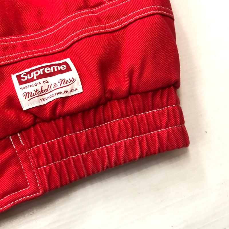 【中古品】【メンズ】 SUPREME シュプリーム × MITCHELL ＆ NESS ミッチェル アンド ネス 別注コラボ 24AW TWILL STADIUM JACKET 2024年秋冬 ツイル スタジアム ジャケット アウター 144-260929-sa-31-teih サイズ：M カラー：レッド 万代Net店