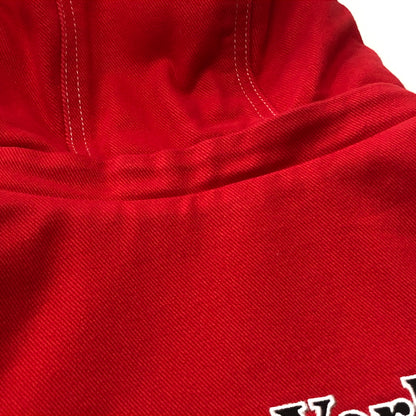 【中古品】【メンズ】 SUPREME シュプリーム × MITCHELL ＆ NESS ミッチェル アンド ネス 別注コラボ 24AW TWILL STADIUM JACKET 2024年秋冬 ツイル スタジアム ジャケット アウター 144-260929-sa-31-teih サイズ：M カラー：レッド 万代Net店