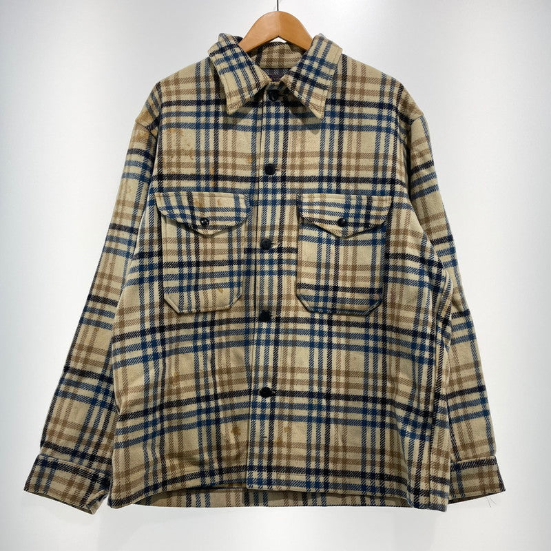 【現状渡し品】【メンズ】 PENDLETON ペンドルトン 70's WOOL CHECK SHIRT JACKET VINTAGE 70年代 チェック シャツジャケット ライトアウター ヴィンテージ 145-260930-yo-08-teih サイズ：L カラー：ベージュ/ブルー 万代Net店