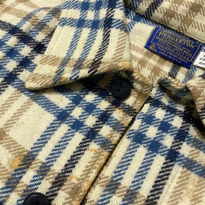 【現状渡し品】【メンズ】 PENDLETON ペンドルトン 70's WOOL CHECK SHIRT JACKET VINTAGE 70年代 チェック シャツジャケット ライトアウター ヴィンテージ 145-260930-yo-08-teih サイズ：L カラー：ベージュ/ブルー 万代Net店