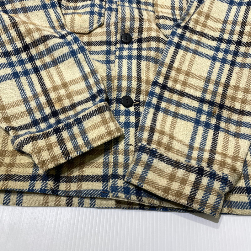 【現状渡し品】【メンズ】 PENDLETON ペンドルトン 70's WOOL CHECK SHIRT JACKET VINTAGE 70年代 チェック シャツジャケット ライトアウター ヴィンテージ 145-260930-yo-08-teih サイズ：L カラー：ベージュ/ブルー 万代Net店