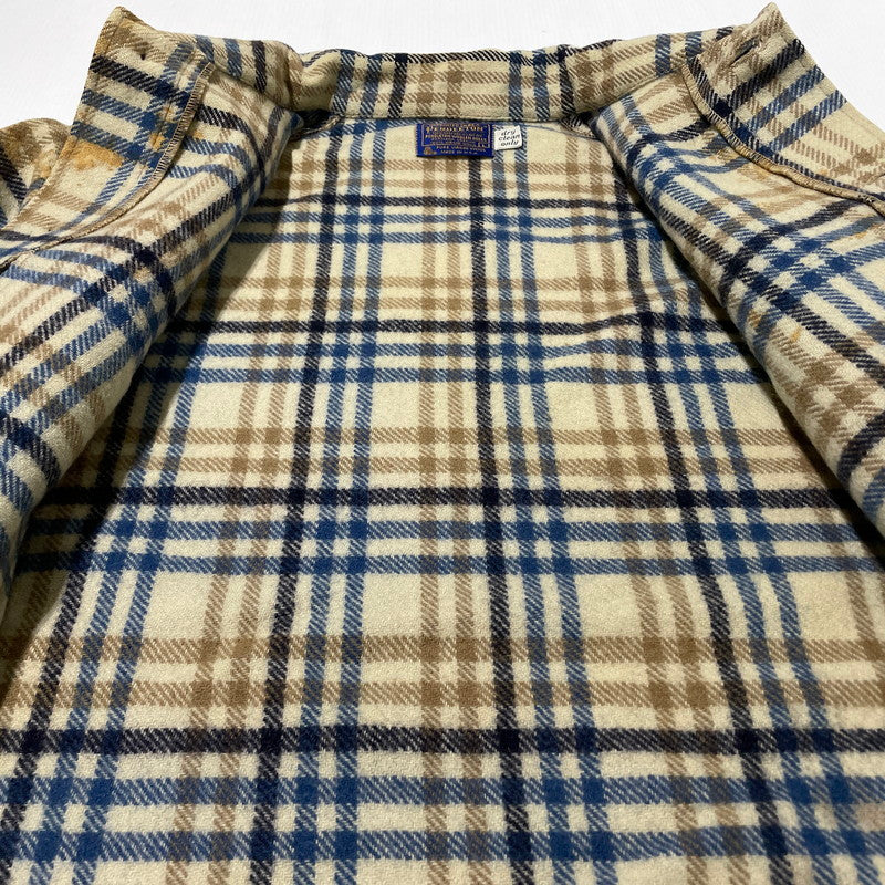【現状渡し品】【メンズ】 PENDLETON ペンドルトン 70's WOOL CHECK SHIRT JACKET VINTAGE 70年代 チェック シャツジャケット ライトアウター ヴィンテージ 145-260930-yo-08-teih サイズ：L カラー：ベージュ/ブルー 万代Net店