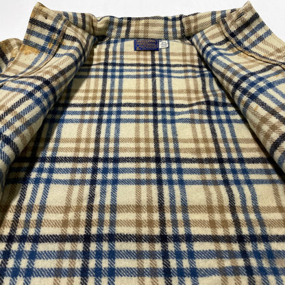 【現状渡し品】【メンズ】 PENDLETON ペンドルトン 70's WOOL CHECK SHIRT JACKET VINTAGE 70年代 チェック シャツジャケット ライトアウター ヴィンテージ 145-260930-yo-08-teih サイズ：L カラー：ベージュ/ブルー 万代Net店
