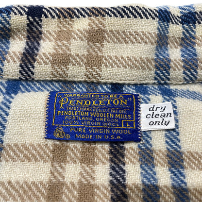 【現状渡し品】【メンズ】 PENDLETON ペンドルトン 70's WOOL CHECK SHIRT JACKET VINTAGE 70年代 チェック シャツジャケット ライトアウター ヴィンテージ 145-260930-yo-08-teih サイズ：L カラー：ベージュ/ブルー 万代Net店