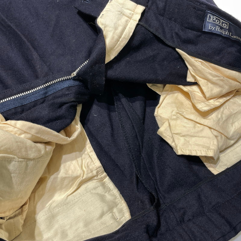 【中古品】【メンズ】 Polo by Ralph Lauren ポロバイラルフローレン WOOL SLACKS PANTS BMJ-PR NA0002 ウール スラックス パンツ ボトムス 158-260930-yo-06-teih サイズ：86 カラー：ネイビー 万代Net店