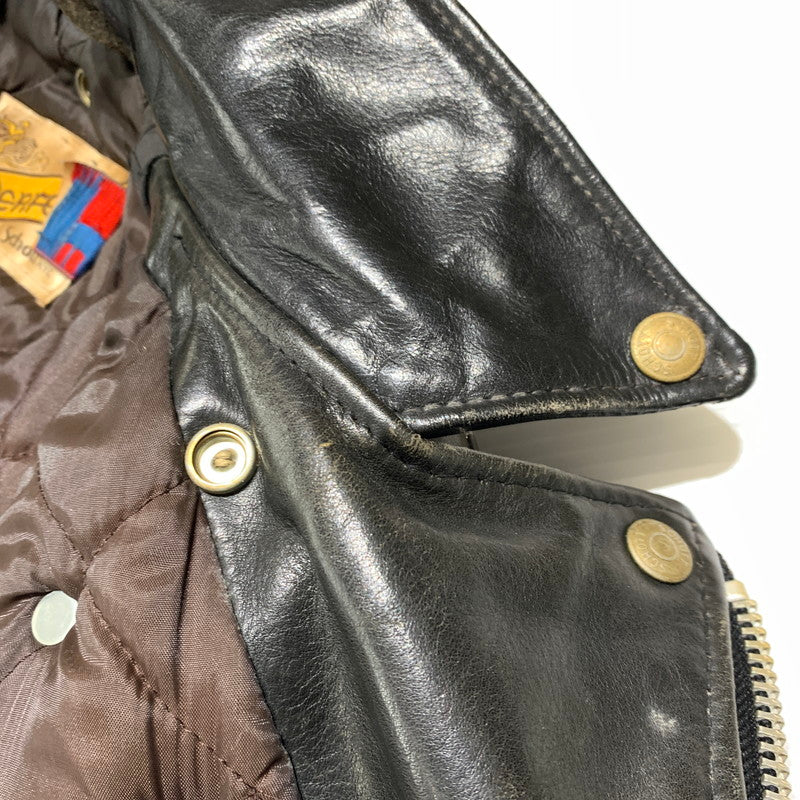 【ジャンク品】【メンズ】 SCHOTT ショット DOUBLE RIDER JACKET ダブル ライダースジャケット ライトアウター レザージャケット 145-261001-ko-20-teih サイズ：36 カラー：ブラック 万代Net店