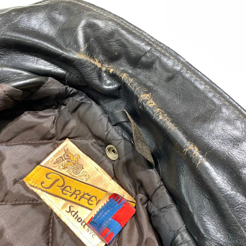【ジャンク品】【メンズ】 SCHOTT ショット DOUBLE RIDER JACKET ダブル ライダースジャケット ライトアウター レザージャケット 145-261001-ko-20-teih サイズ：36 カラー：ブラック 万代Net店