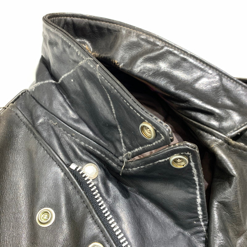 【ジャンク品】【メンズ】 SCHOTT ショット DOUBLE RIDER JACKET ダブル ライダースジャケット ライトアウター レザージャケット 145-261001-ko-20-teih サイズ：36 カラー：ブラック 万代Net店