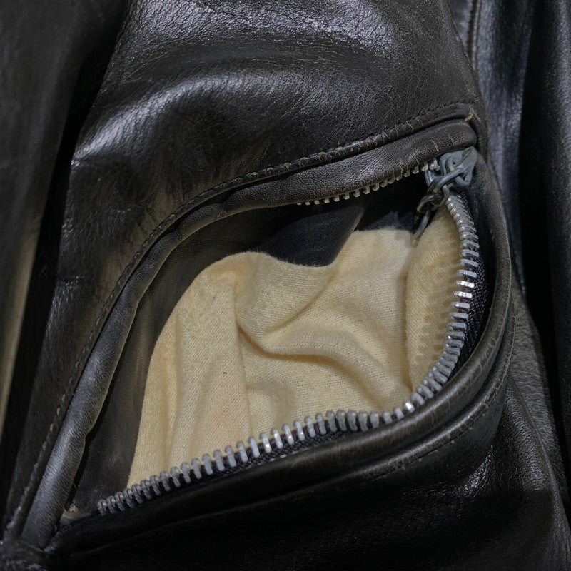 【ジャンク品】【メンズ】 SCHOTT ショット DOUBLE RIDER JACKET ダブル ライダースジャケット ライトアウター レザージャケット 145-261001-ko-20-teih サイズ：36 カラー：ブラック 万代Net店
