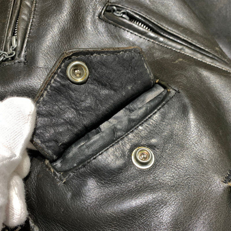 【ジャンク品】【メンズ】 SCHOTT ショット DOUBLE RIDER JACKET ダブル ライダースジャケット ライトアウター レザージャケット 145-261001-ko-20-teih サイズ：36 カラー：ブラック 万代Net店