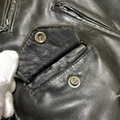 【ジャンク品】【メンズ】 SCHOTT ショット DOUBLE RIDER JACKET ダブル ライダースジャケット ライトアウター レザージャケット 145-261001-ko-20-teih サイズ：36 カラー：ブラック 万代Net店