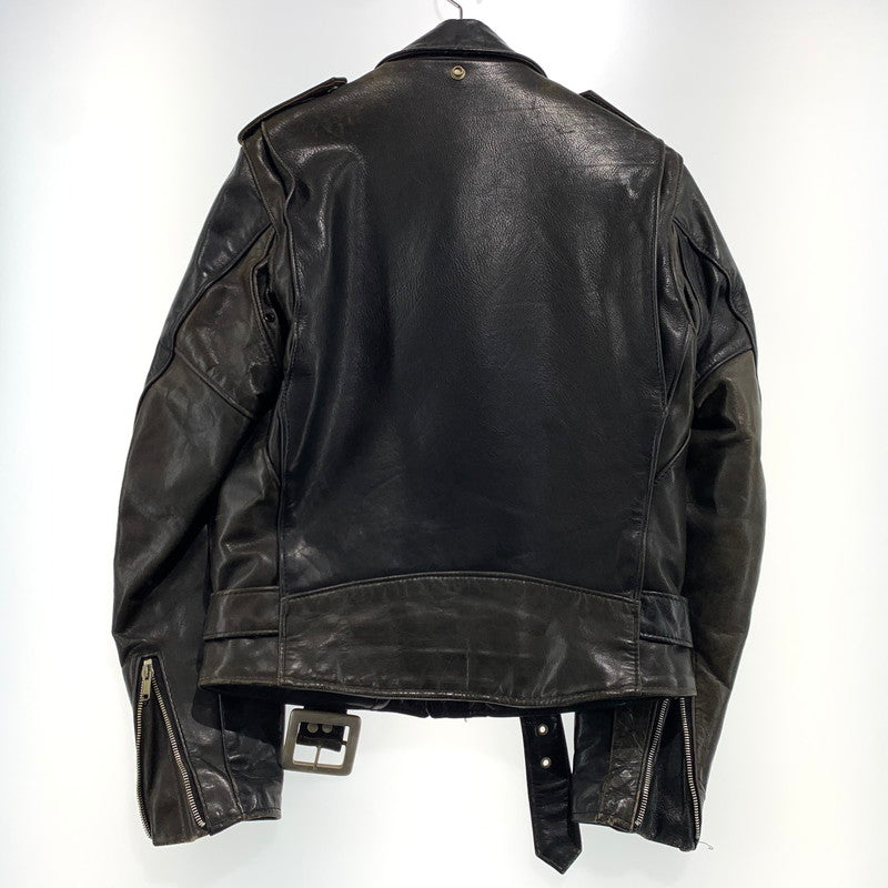 【ジャンク品】【メンズ】 SCHOTT ショット DOUBLE RIDER JACKET ダブル ライダースジャケット ライトアウター レザージャケット 145-261001-ko-20-teih サイズ：36 カラー：ブラック 万代Net店