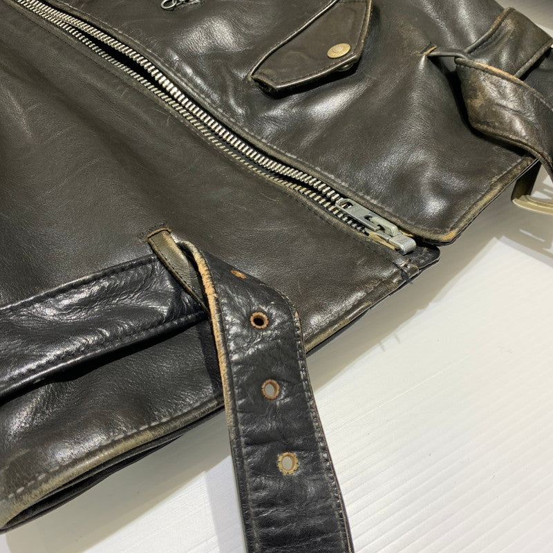 【ジャンク品】【メンズ】 SCHOTT ショット DOUBLE RIDER JACKET ダブル ライダースジャケット ライトアウター レザージャケット 145-261001-ko-20-teih サイズ：36 カラー：ブラック 万代Net店
