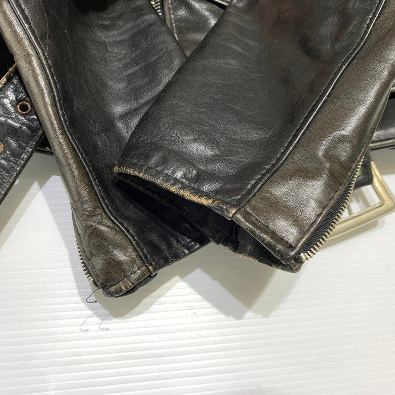 【ジャンク品】【メンズ】 SCHOTT ショット DOUBLE RIDER JACKET ダブル ライダースジャケット ライトアウター レザージャケット 145-261001-ko-20-teih サイズ：36 カラー：ブラック 万代Net店