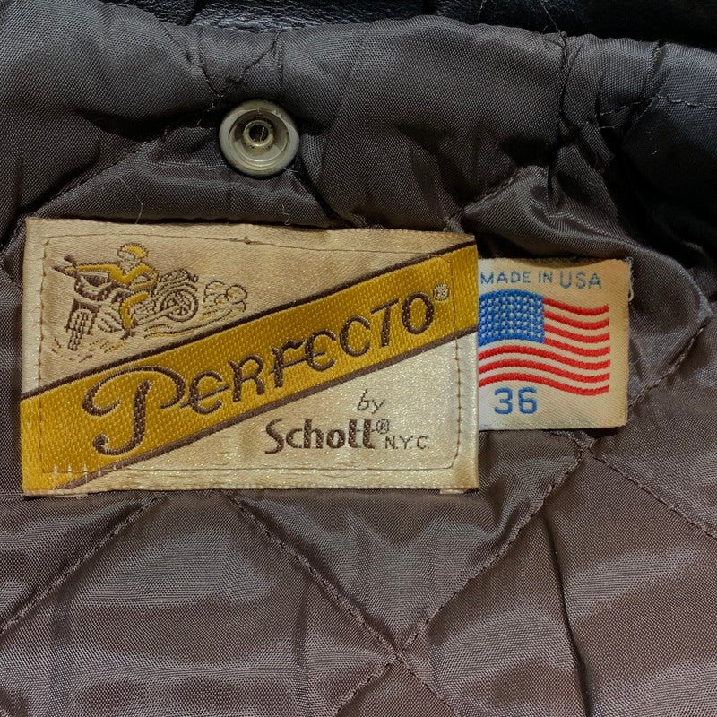 【ジャンク品】【メンズ】 SCHOTT ショット DOUBLE RIDER JACKET ダブル ライダースジャケット ライトアウター レザージャケット 145-261001-ko-20-teih サイズ：36 カラー：ブラック 万代Net店