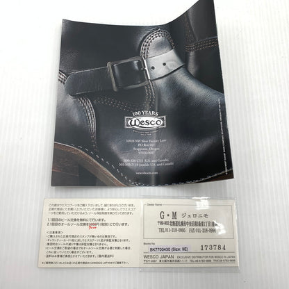 【中古品】【メンズ】 WESCO ウエスコ BOSS CUSTOM BK7700430 ボス カスタム ブーツ 靴 エンジニアブーツ レザー スエード 164-261001-ko-21-teih サイズ：9E カラー：ブラック 万代Net店