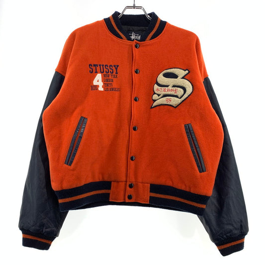 【現状渡し品】【メンズ】 STUSSY ステューシー BIG4 STADIUM JACKET ビッグ4 スタジアム ジャケット アウター スタジャン 142-261001-ko-15-teih サイズ：M カラー：オレンジ/ネイビー系 万代Net店