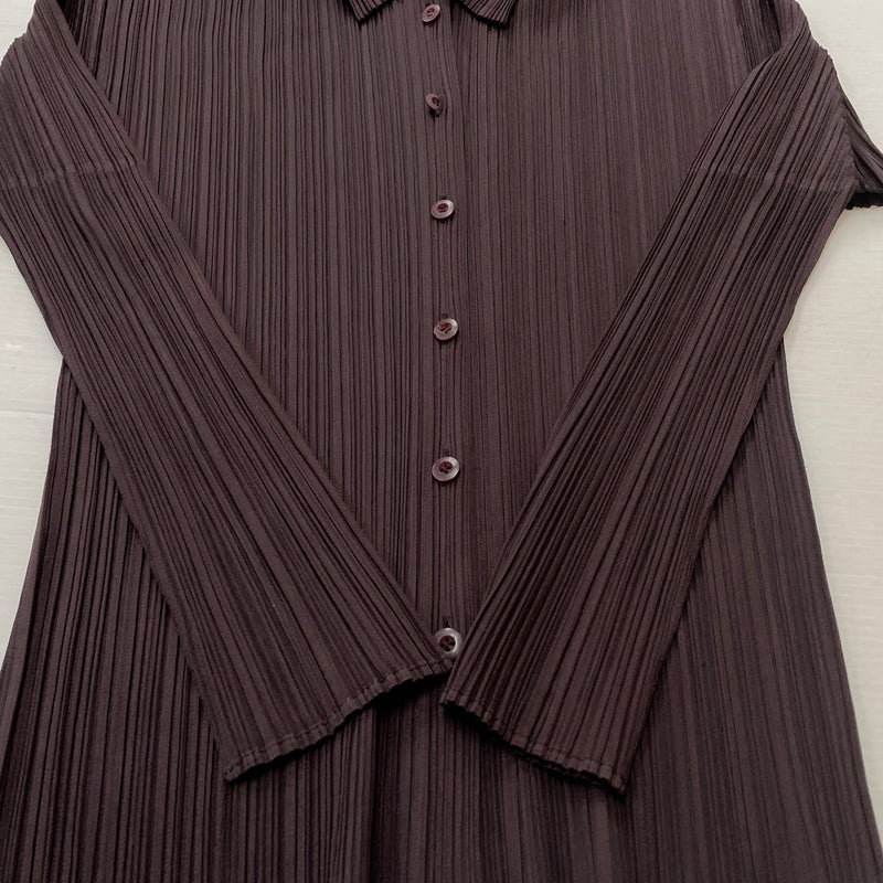 【現状渡し品】【レディース】 PLEATS PLEASE ISSEY MIYAKE プリーツ プリーズ イッセイ ミヤケ LONG SLEEVE SHIRT PP33-JD188 ロング スリーブ シャツ 長袖 トップス 168-261001-sa-14-teih サイズ：不明 カラー：ブラウン 万代Net店