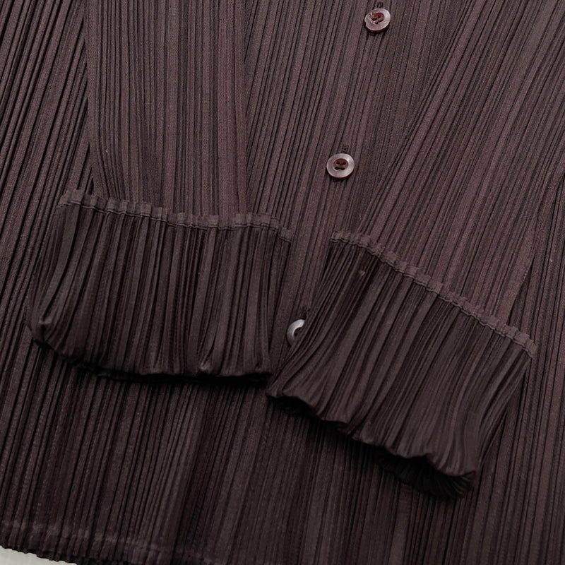 【現状渡し品】【レディース】 PLEATS PLEASE ISSEY MIYAKE プリーツ プリーズ イッセイ ミヤケ LONG SLEEVE SHIRT PP33-JD188 ロング スリーブ シャツ 長袖 トップス 168-261001-sa-14-teih サイズ：不明 カラー：ブラウン 万代Net店