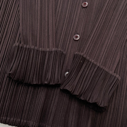 【現状渡し品】【レディース】 PLEATS PLEASE ISSEY MIYAKE プリーツ プリーズ イッセイ ミヤケ LONG SLEEVE SHIRT PP33-JD188 ロング スリーブ シャツ 長袖 トップス 168-261001-sa-14-teih サイズ：不明 カラー：ブラウン 万代Net店