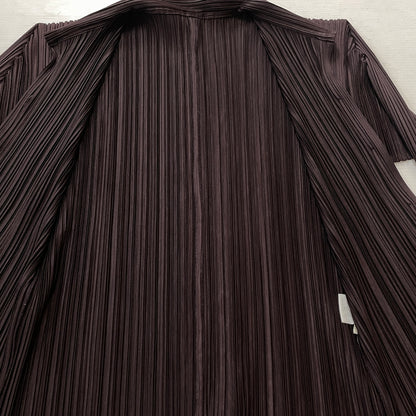 【現状渡し品】【レディース】 PLEATS PLEASE ISSEY MIYAKE プリーツ プリーズ イッセイ ミヤケ LONG SLEEVE SHIRT PP33-JD188 ロング スリーブ シャツ 長袖 トップス 168-261001-sa-14-teih サイズ：不明 カラー：ブラウン 万代Net店