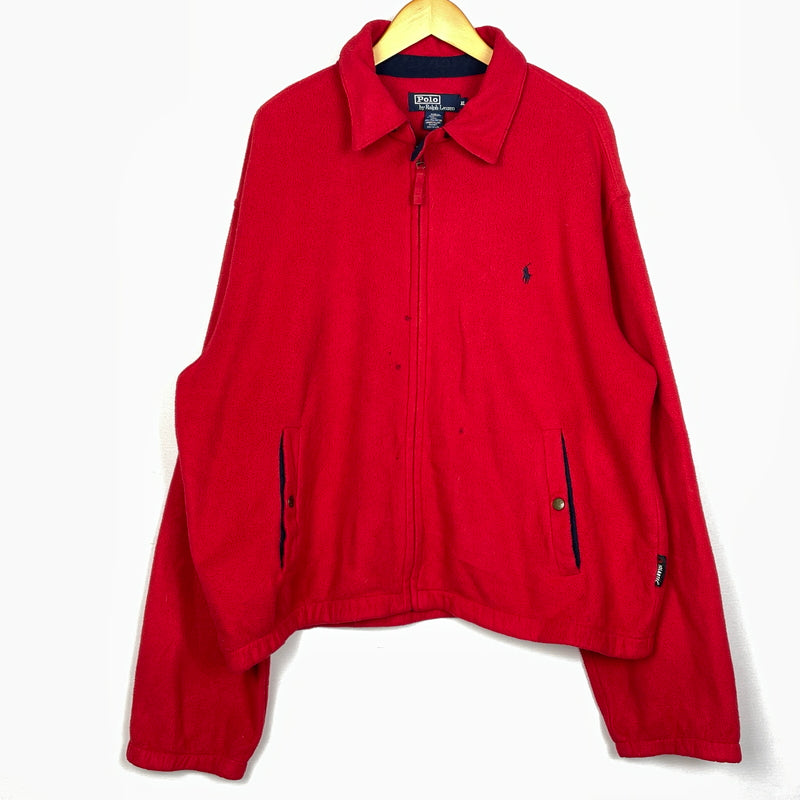 【現状渡し品】【メンズ】 POLO RALPH LAUREN ポロ ラルフローレン 90’s FLEECE SWING TOP 90年代 フリース スイング トップ 長袖 トップス 145-261001-sa-09-teih サイズ：XL カラー：レッド 万代Net店