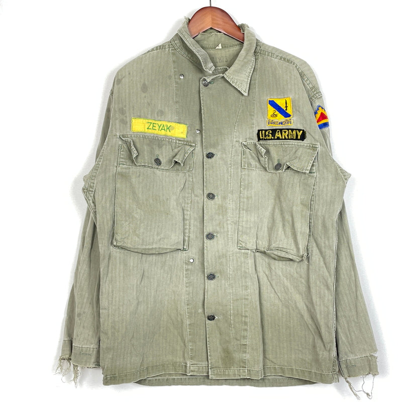 【現状渡し品】【メンズ】 U.S.ARMY アメリカ軍 HBT JACKET M-1943 エイチビーティ ジャケット アウター 145-261001-sa-08-teih サイズ：78R カラー：カーキ 万代Net店
