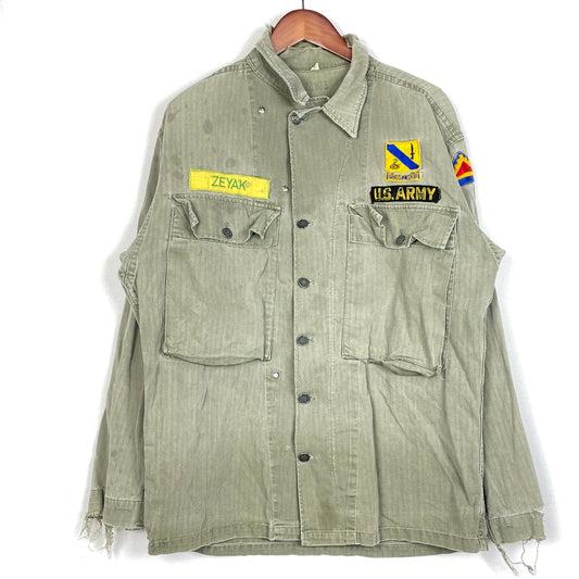 【現状渡し品】【メンズ】 U.S.ARMY アメリカ軍 HBT JACKET M-1943 エイチビーティ ジャケット アウター 145-261001-sa-08-teih サイズ：78R カラー：カーキ 万代Net店