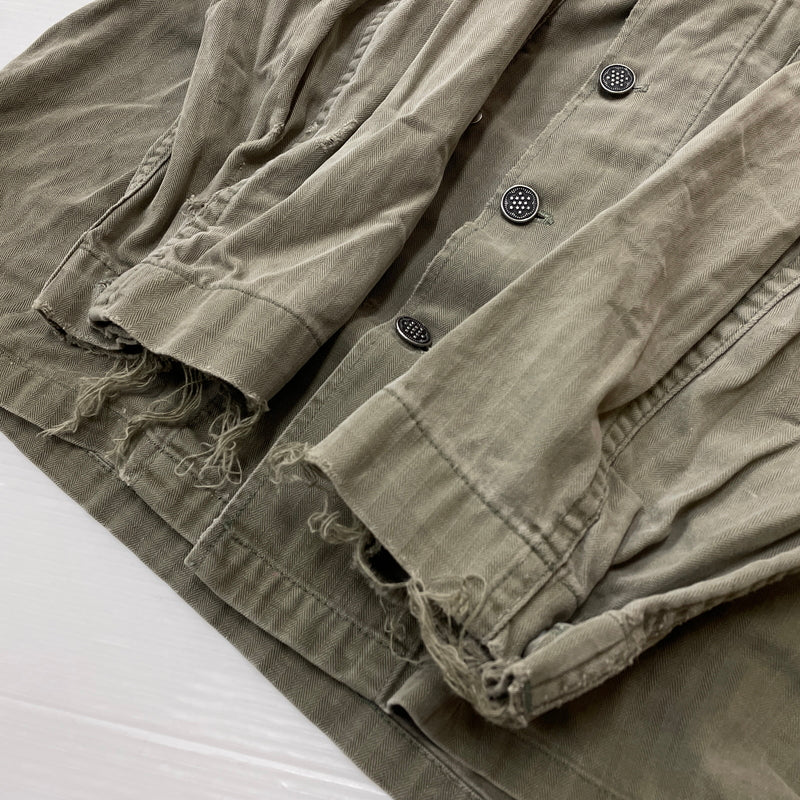【現状渡し品】【メンズ】 U.S.ARMY アメリカ軍 HBT JACKET M-1943 エイチビーティ ジャケット アウター 145-261001-sa-08-teih サイズ：78R カラー：カーキ 万代Net店