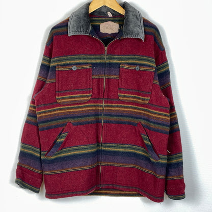 【中古品】【メンズ】 WOORICH ウールリッチ 80’s-90’s ZIP UP WOOL JACKET 80～90年代 ジップ アップ ウール ジャケット アウター 144-261001-sa-03-teih サイズ：M カラー：レッドボーダー 万代Net店