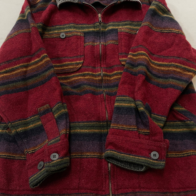 【中古品】【メンズ】 WOORICH ウールリッチ 80’s-90’s ZIP UP WOOL JACKET 80～90年代 ジップ アップ ウール ジャケット アウター 144-261001-sa-03-teih サイズ：M カラー：レッドボーダー 万代Net店