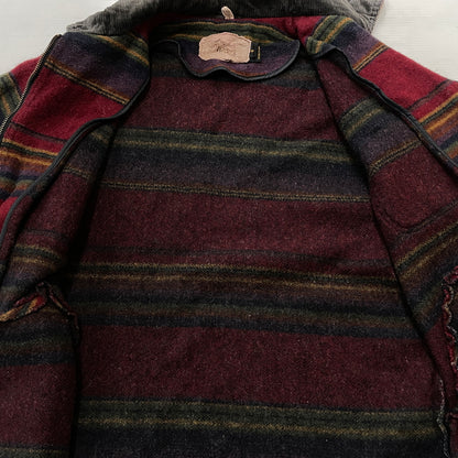 【中古品】【メンズ】 WOORICH ウールリッチ 80’s-90’s ZIP UP WOOL JACKET 80～90年代 ジップ アップ ウール ジャケット アウター 144-261001-sa-03-teih サイズ：M カラー：レッドボーダー 万代Net店