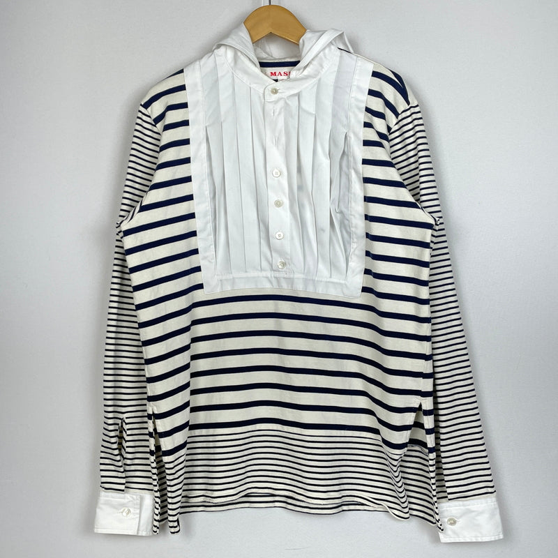 【中古品】【メンズ】 MASU エムエーエスユー MARINE PULLOVER SHIRT M25K6CS005 マリーン プルオーバー シャツ 長袖 トップス 140-261001-sa-13-teih サイズ：48 カラー：ボーダー 万代Net店
