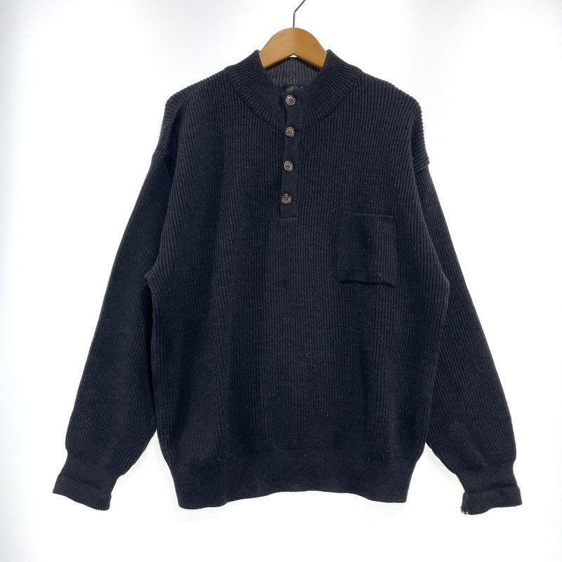 【中古品】【メンズ】 BROOKS BROTHERS ブルックスブラザーズ HALF BUTTON KNIT ハーフ ボタン ニット 長袖 トップス 145-261005-yo-14-teih サイズ：M カラー：ブラック 万代Net店