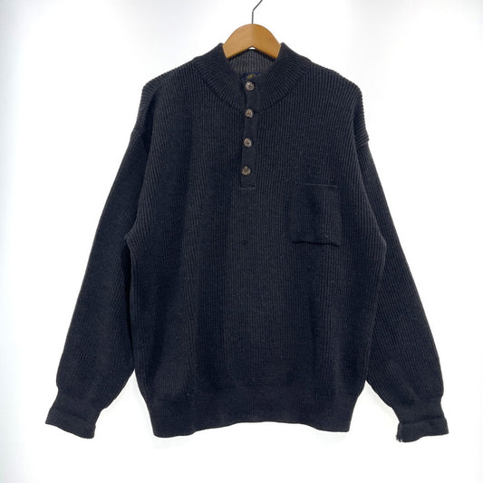 【中古品】【メンズ】 BROOKS BROTHERS ブルックスブラザーズ HALF BUTTON KNIT ハーフ ボタン ニット 長袖 トップス 145-261005-yo-14-teih サイズ：M カラー：ブラック 万代Net店