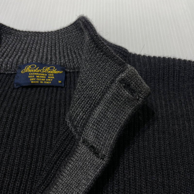 【中古品】【メンズ】 BROOKS BROTHERS ブルックスブラザーズ HALF BUTTON KNIT ハーフ ボタン ニット 長袖 トップス 145-261005-yo-14-teih サイズ：M カラー：ブラック 万代Net店