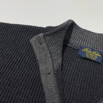 【中古品】【メンズ】 BROOKS BROTHERS ブルックスブラザーズ HALF BUTTON KNIT ハーフ ボタン ニット 長袖 トップス 145-261005-yo-14-teih サイズ：M カラー：ブラック 万代Net店