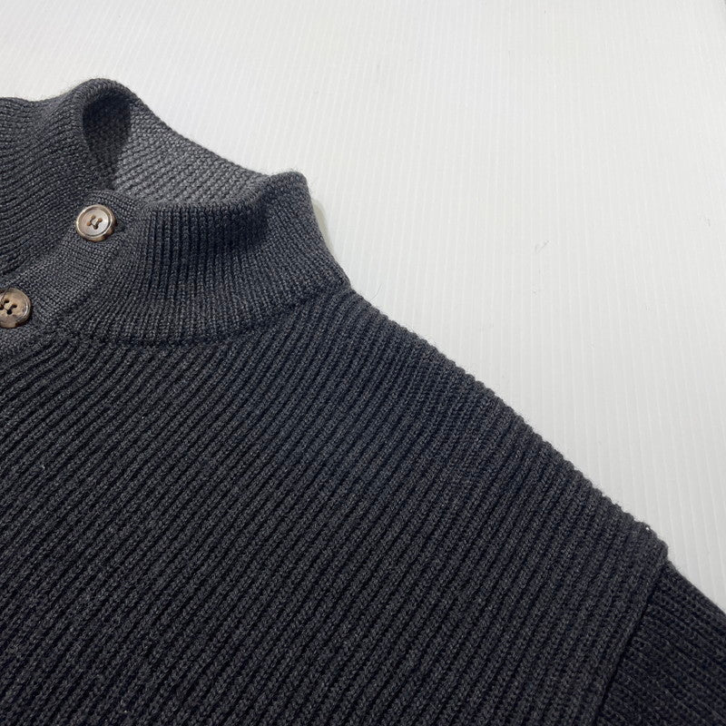 【中古品】【メンズ】 BROOKS BROTHERS ブルックスブラザーズ HALF BUTTON KNIT ハーフ ボタン ニット 長袖 トップス 145-261005-yo-14-teih サイズ：M カラー：ブラック 万代Net店