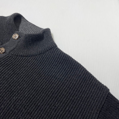【中古品】【メンズ】 BROOKS BROTHERS ブルックスブラザーズ HALF BUTTON KNIT ハーフ ボタン ニット 長袖 トップス 145-261005-yo-14-teih サイズ：M カラー：ブラック 万代Net店