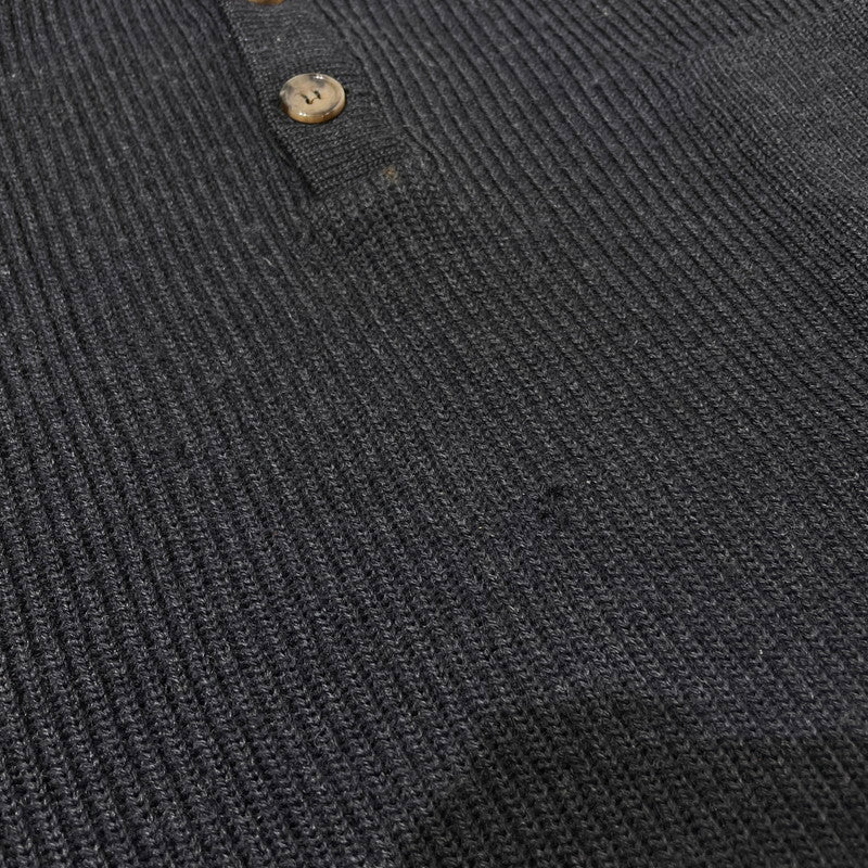 【中古品】【メンズ】 BROOKS BROTHERS ブルックスブラザーズ HALF BUTTON KNIT ハーフ ボタン ニット 長袖 トップス 145-261005-yo-14-teih サイズ：M カラー：ブラック 万代Net店