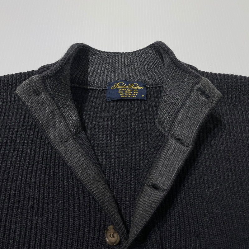 【中古品】【メンズ】 BROOKS BROTHERS ブルックスブラザーズ HALF BUTTON KNIT ハーフ ボタン ニット 長袖 トップス 145-261005-yo-14-teih サイズ：M カラー：ブラック 万代Net店