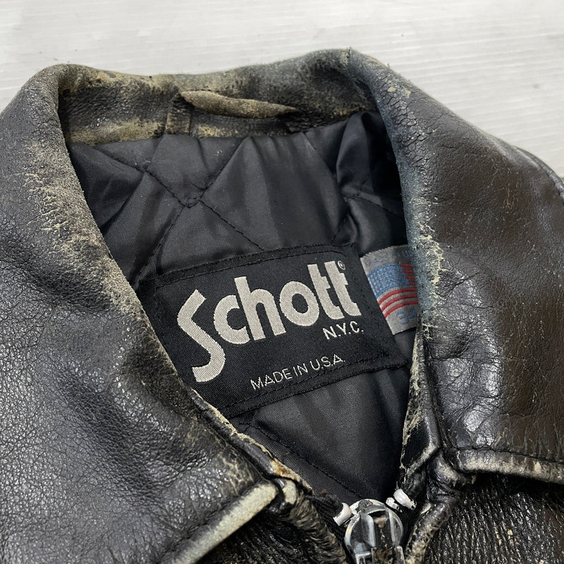 【現状渡し品】【メンズ】 SCHOTT ショット LEATHER RIDERS JACKET 1362502004 レザー ライダース ジャケット アウター 145-261004-sa-04-teih サイズ：34 カラー：ブラック 万代Net店