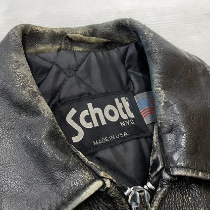 【現状渡し品】【メンズ】 SCHOTT ショット LEATHER RIDERS JACKET 1362502004 レザー ライダース ジャケット アウター 145-261004-sa-04-teih サイズ：34 カラー：ブラック 万代Net店
