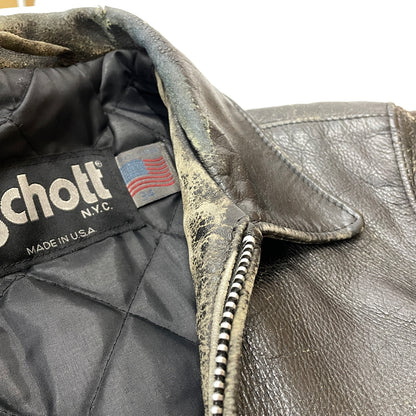 【現状渡し品】【メンズ】 SCHOTT ショット LEATHER RIDERS JACKET 1362502004 レザー ライダース ジャケット アウター 145-261004-sa-04-teih サイズ：34 カラー：ブラック 万代Net店
