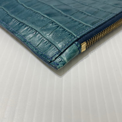 【中古品】【メンズ】 IL BISONTE イルビゾンテ CROC EMBOSSED CRUTCH BAG クロコ エンボス クラッチバッグ カバン クロコ型押し 188-261009-yo-08-teih カラー：ターコイズ系 万代Net店