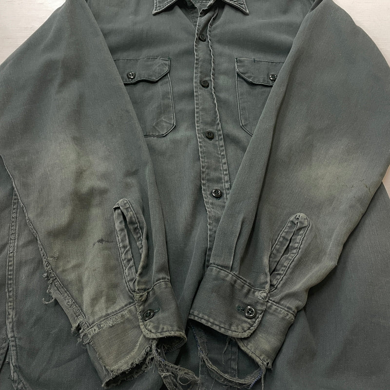 【現状渡し品】【メンズ】 OLD KENTUCKY オールド ケンタッキー 50’s-60’s VINTAGE WORK SHIRT 50～60年代 ヴィンテージ ワーク シャツ 長袖 トップス 145-261004-sa-15-teih サイズ：不明 カラー：カーキ 万代Net店