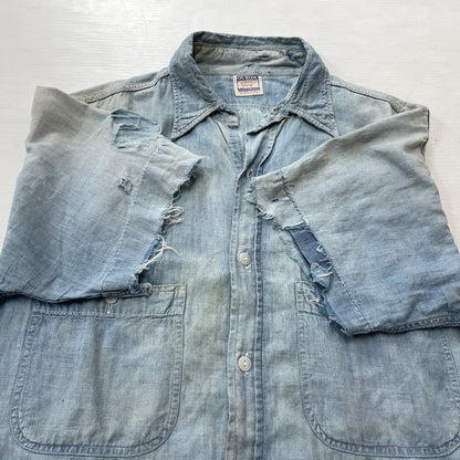 【現状渡し品】【メンズ】 OX HIDE オックスハイド JC PENNY ジェイシー ペニー 50’s VINTAGE 50年代 CHAMBRAY SHIRT ヴィンテージ シャンブレー シャツ 半袖 トップス 145-261004-sa-14-teih サイズ：不明 カラー：ブルー系 万代Net店